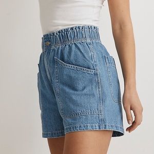Madewell Denim Pull-On Paperbag Utility Shorts in Arcwood Wash